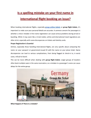 Is a spelling mistake on your first name in international flight booking an issue