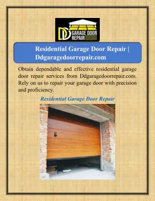 Residential Garage Door Repair | Ddgaragedoorrepair.com