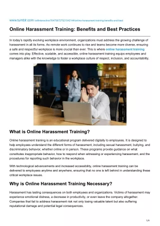 Online Harassment Training Benefits and Best Practices