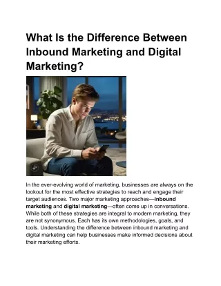 What Is the Difference Between Inbound Marketing and Digital Marketing?