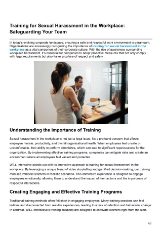 Training for Sexual Harassment in the Workplace Safeguarding Your Team
