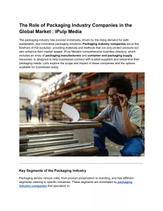 The Role of Packaging Industry Companies in the Global Market _ IPulp Media