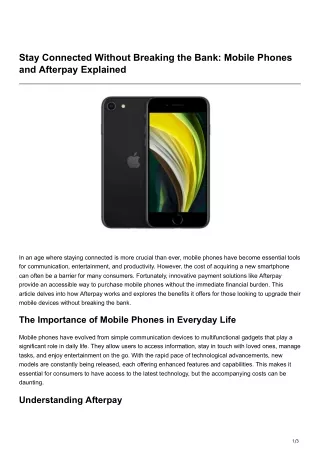Stay Connected Without Breaking the Bank Mobile Phones and Afterpay Explained
