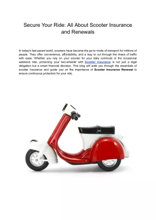 Secure Your Ride_ All About Scooter Insurance and Renewals