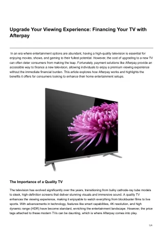 Upgrade Your Viewing Experience Financing Your TV with Afterpay