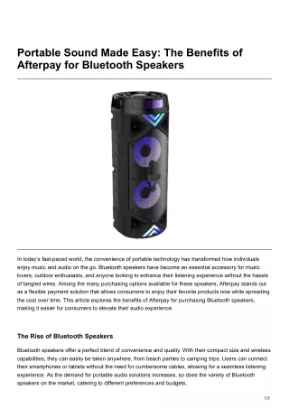 Portable Sound Made Easy: The Benefits of Afterpay for Bluetooth Speakers