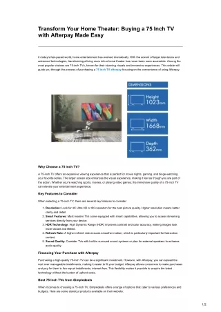 Transform Your Home Theater Buying a 75 Inch TV with Afterpay Made Easy