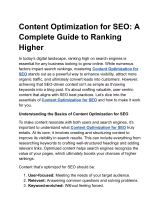 Content Optimization for SEO: A Complete Guide to Ranking Higher