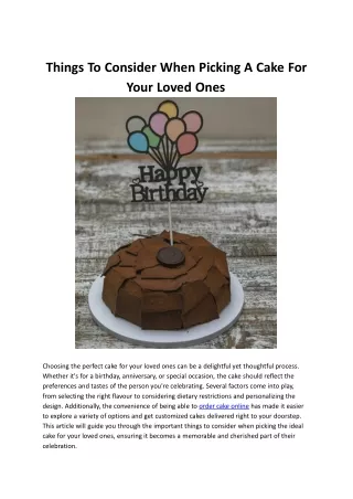 Things To Consider When Picking A Cake For Your Loved Ones
