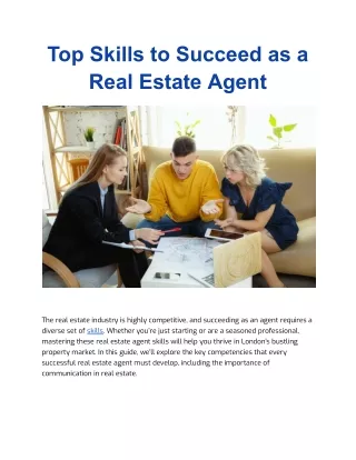 Top Skills to Succeed as a Real Estate Agent