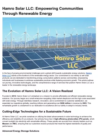 Hamro Solar LLC_ Empowering Communities Through Renewable Energy