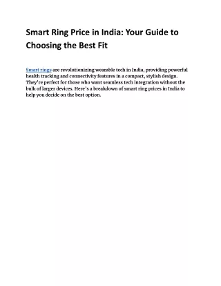 Smart Ring Price in India_ Your Guide to Choosing the Best Fit