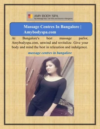 Massage Centres In Bangalore | Amybodyspa.com