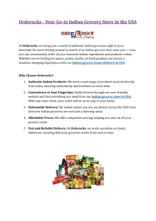 Orderocks - Your Go-to Indian Grocery Store in the USA