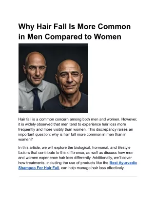 Why Hair Fall Is More Common in Men Compared to Women