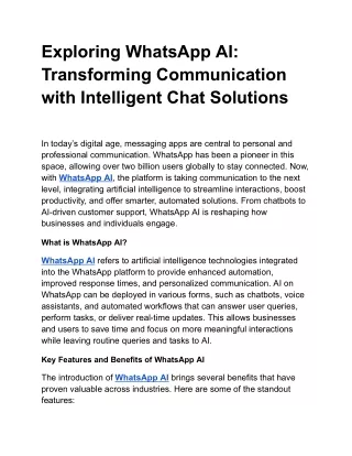 Exploring WhatsApp AI: Transforming Communication with Intelligent Chat Solution