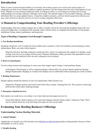 A Resource to Understanding Your Roofing Firm's Offerings