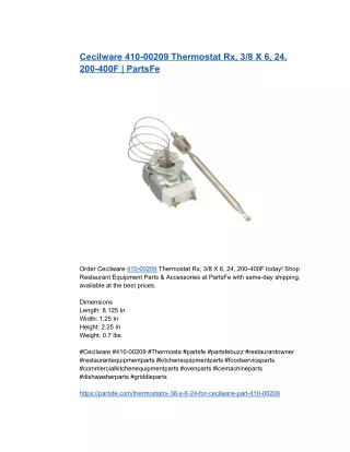 Cecilware 410-00209 Thermostat Rx, 3_8 X 6, 24, 200-400F _ PartsFe