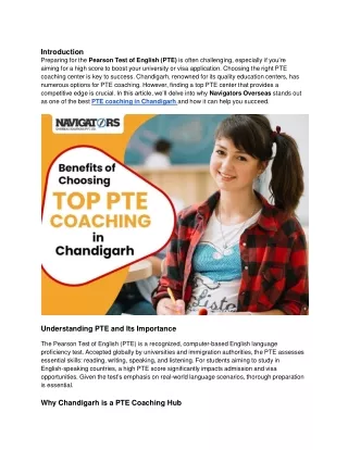 Top Benefits of Choosing Navigators Overseas for PTE Coaching in Chandigarh