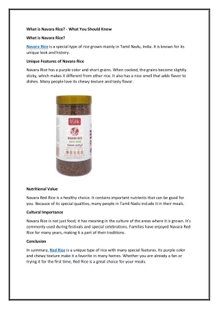 What is Navara Rice? - What You Should Know