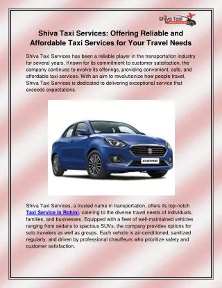 Taxi Service in Rohini