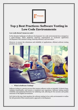 Top 5 Best Practices Software Testing in Low Code Environments