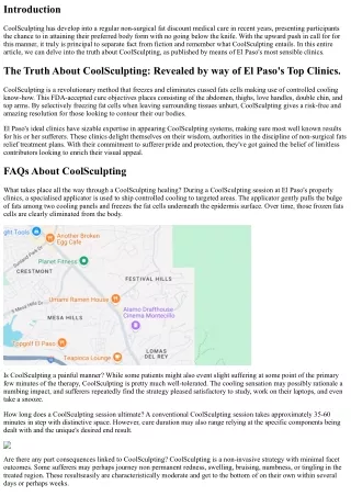 The Truth About CoolSculpting: Revealed with the useful resource of El Paso's To
