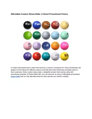 Affordable Custom Stress Balls_ A Smart Promotional Choice