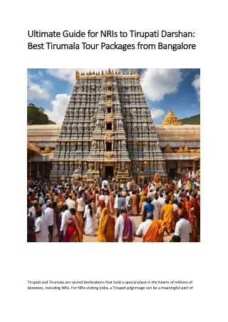 Ultimate Guide for NRIs to Tirupati Darshan: Best Tirumala Tour Packages from Ba