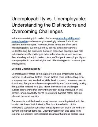 Unemployability vs. Unemployable: Understanding the Distinctions and Overcoming