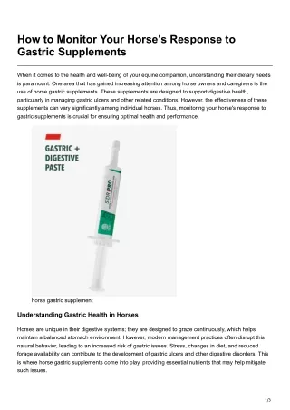 How to Monitor Your Horse’s Response to Gastric Supplements