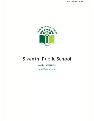 Sivanthi Matriculation School A Nurturing Environment for Learning