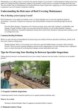 Tips for Maintaining Your Roofing In Between Professional Assessments
