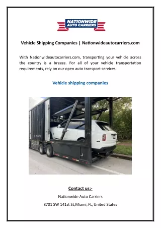 Vehicle Shipping Companies Nationwideautocarriers