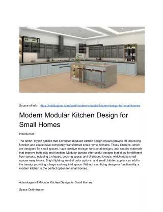 Modern Modular Kitchen Design for Small Homes