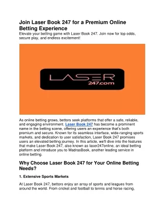 Join Laser Book 247 for a Premium Online Betting Experience