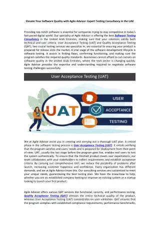 Elevate Your Software Quality with Agile Advisor: Expert Testing Consultancy
