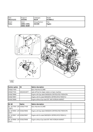 Volvo EC290B LC, EC290B LR, EC290B NLC Excavator Parts Catalogue Manual Instant Download (SN 10001-13561, 30001-30289)