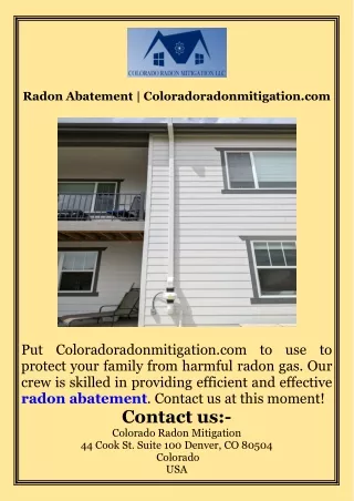 Radon Abatement  Coloradoradonmitigation.com