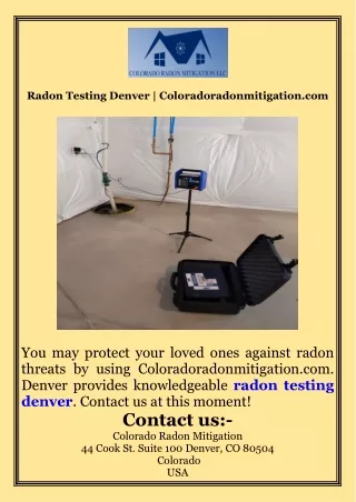 Radon Testing Denver  Coloradoradonmitigation.com