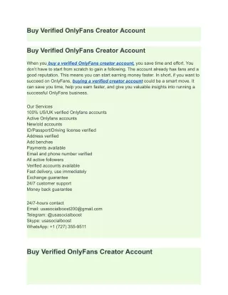 Buy Verified OnlyFans Creator Account