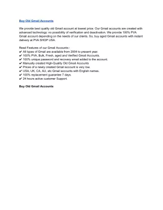 Buy Old Gmail Accounts