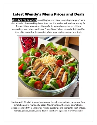 Latest Wendy's Menu Prices and Deals