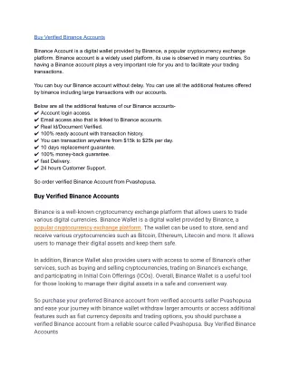 Buy Verified Binance Accounts