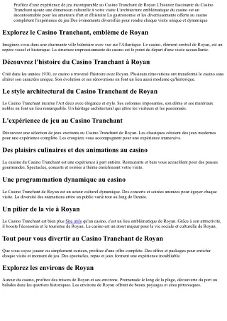 Bienvenue au Casino Tranchant de Royan
