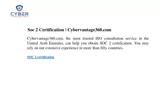 Soc 2 Certification Cybervantage360.com