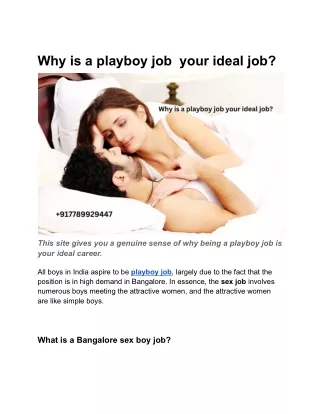 Why is a playboy job  your ideal job