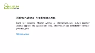 Khimar Abaya  Muslimlane.com