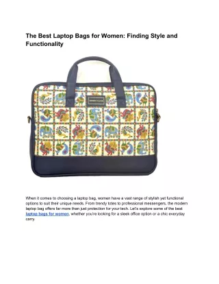 The Best Laptop Bags for Women_ Finding Style and Functionality