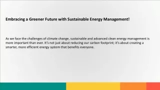 Embracing a Greener Future with Sustainable Energy Management!